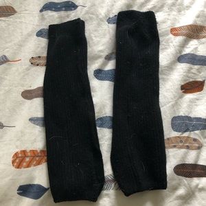 Thick black leg warmers with heel cut out